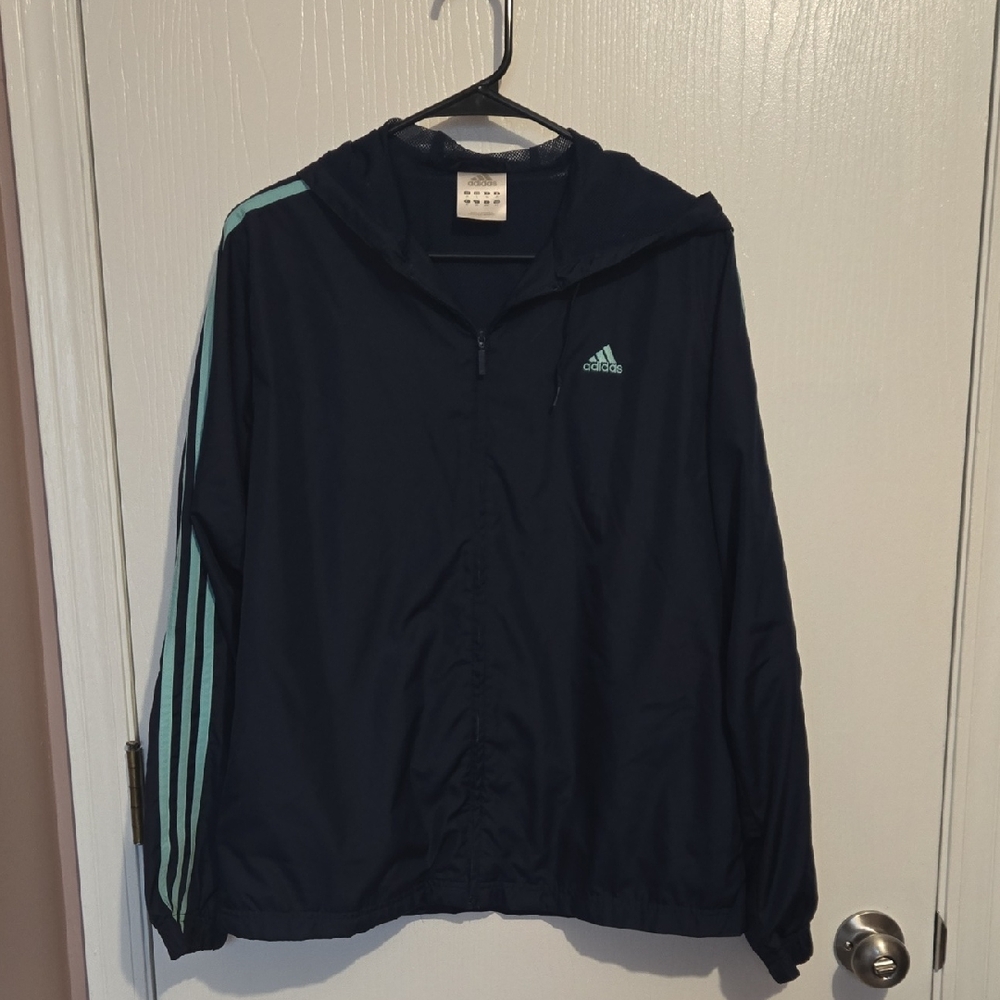 Adidas Dark Blue Jacket with Light Blue Accents
